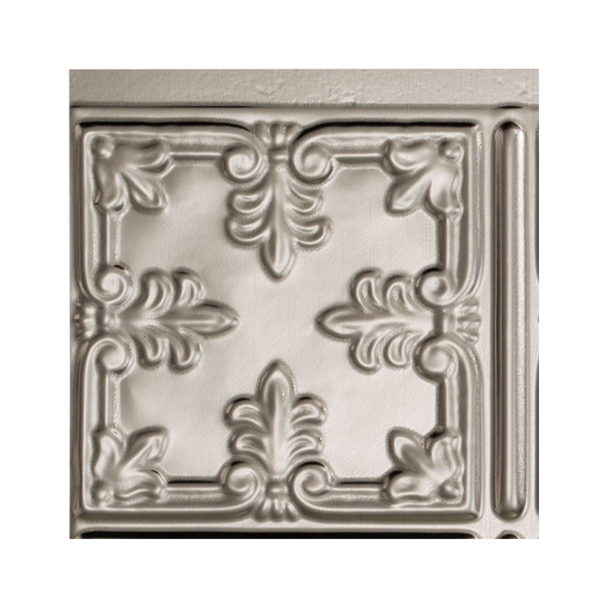 FASÄDE Traditional Style/Pattern 10 Decorative Vinyl Backsplash Panel in Brushed Nickel (6X6 Inch Sample)