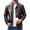 Brown, variant on Timoontee Men Faux Leather Motorcycle Jacket Stand Collar Full Zip Multi Zipper Pockets Classic Biker Style Windproof Outer Coat For Daily Riding Street Night Out Male Fashion Outerwear Black M