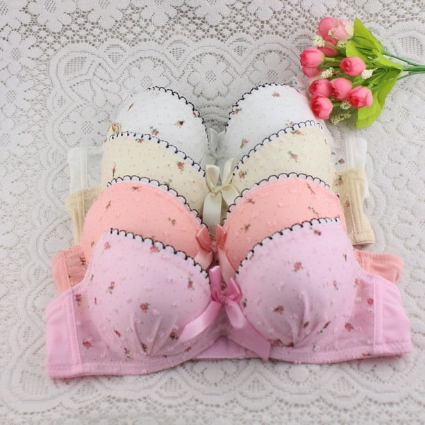 Women Lace Lingerie Underwear Padded Bra Set Floral Print Brassiere Panties  Suit 