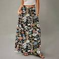 thumbnail image 4 of WTOBBY Women's Flowy Bohemian Floral Maxi Skirt Casual Summer Beach Long Skirt Elastic Waist Lightweight Tiered Pleated Skirt with Side Slit and Drawstring Closure,Black L, 4 of 5