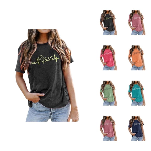 Pickleball Graphic Tees for Women 2026 Summer Casual Short Sleeve Crewneck T Shirts for Pickleball Lover