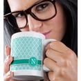 thumbnail image 2 of 3drose, Personalized Letter N Aqua Blue Quatrefoil Pattern Teal Turquoise Mint Monogrammed Personal Initial, 11oz Mug, 2 of 6