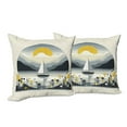 thumbnail image 2 of Ambesonne Nautical Throw Pillow Cover Pack of 2, Scandinavian Sailboat Sea, 2 Pcs-18"x18", Blue Grey and Earth Yellow, 2 of 5