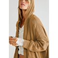 thumbnail image 2 of Solid Color Waffle Knit Textured Hooded Basic Jacket for Women Brown Small, 2 of 5