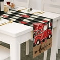 thumbnail image 5 of Wadada Watercolor Buffalo Plaid Hearts Truck Love Valentine's Day Table Runner, Anniversary Wedding Kitchen Dining Table Decoration for Indoor Outdoor Home Decor 13 x 72 Inch, 5 of 6