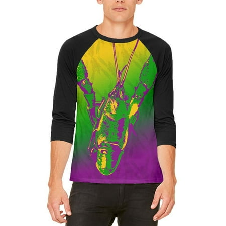 Mardi Gras Cajun Crawfish Mens Raglan T Shirt