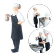 thumbnail image 4 of Figuras de cocinero Chef tren arena pintado modelo personas Chef negro 2 Sunnimix Figuras de muñecas en miniatura, 4 of 8