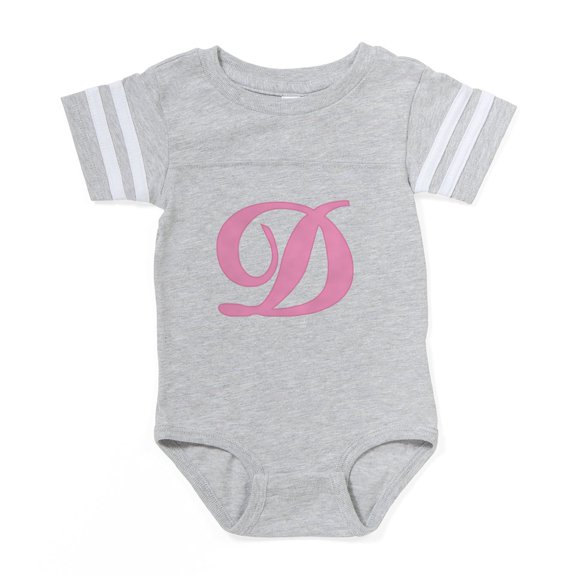 CafePress - D Pink Initial_Tr - Cute Infant Baby Football Bodysuit