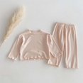 thumbnail image 2 of Pink Pajamas Set for Toddler Girls Solid Color Loungewear Outfit Long Sleeve Casual Round Neck Bamboo Sleep Sack for Baby Girl Spring Little Sleepwear Pajama 2 Piece Sets Beige 4-5 Years, 2 of 3
