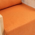 thumbnail image 5 of 360 Degree Linen Swivel Chair, Classic Square-Shaped  Accent Chair with Metal Base and Rattan Armrest for Living Room Bedroom, Orange, 5 of 7