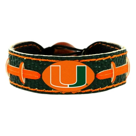 - Miami Hurricanes Team Color Football Bracelet NCAA D1 BCS College Leather