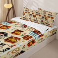 thumbnail image 3 of Castle Fairy Cute Pirate Skeleton Zipper Twin Comforter Sets with Fitted Sheet and 2 Pillowcases,Treasure Chest Sailor Parrot Pattern Zipper Bedding Set,Cream Blue,4-Piece,Reversible, 3 of 6