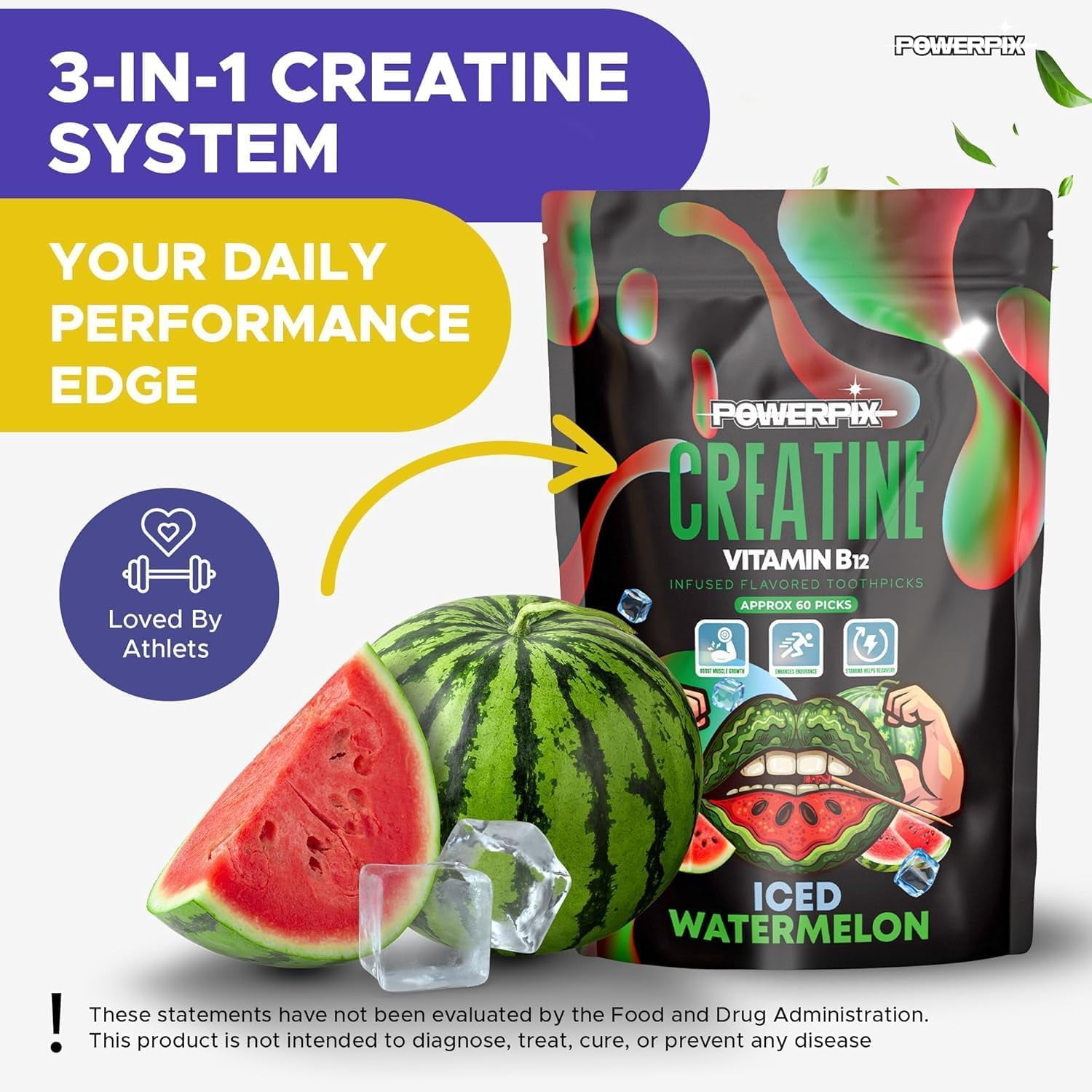 PurePix PowerPix Creatine Toothpicks, 4 Flavor Variety, 5mg (4 Pack)