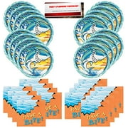 Sharks Shark Week Party Supplies Bundle Pack for 16 Guests (Plus Party Planning Checklist by Mikes Super Store)