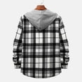 thumbnail image 3 of Camisas s Para Hombre De Vestir Camisa de manga larga con estampado a cuadros informal de otoño e invierno para hombre, blusa de manga larga con cuello encapuchado (Grey, L), 3 of 7