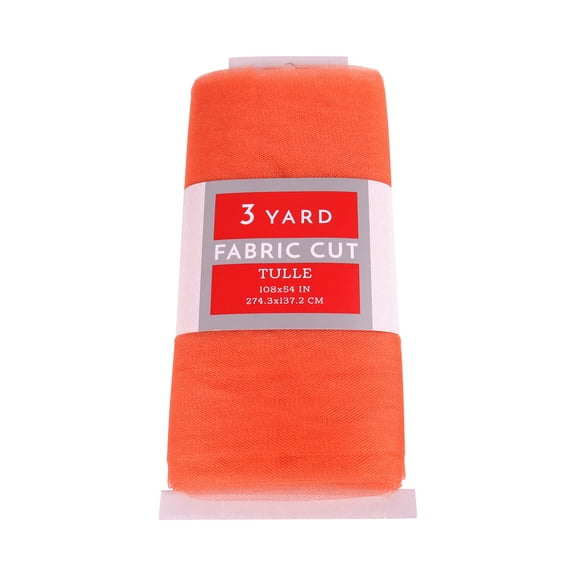 3 Yard Cut Sparkle Tulle Fabric, Orange, 54" Wide for Apparel & Crafting, by Fuzhou