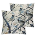 thumbnail image 2 of Acheng  Ink Painting Watercolor Blue Grey Lovely Birds Tree Leaves Decorative Lumbar Throw Pillow Cover Case Set of 2 Home Living Room Bed Sofa Car White, 2 of 6
