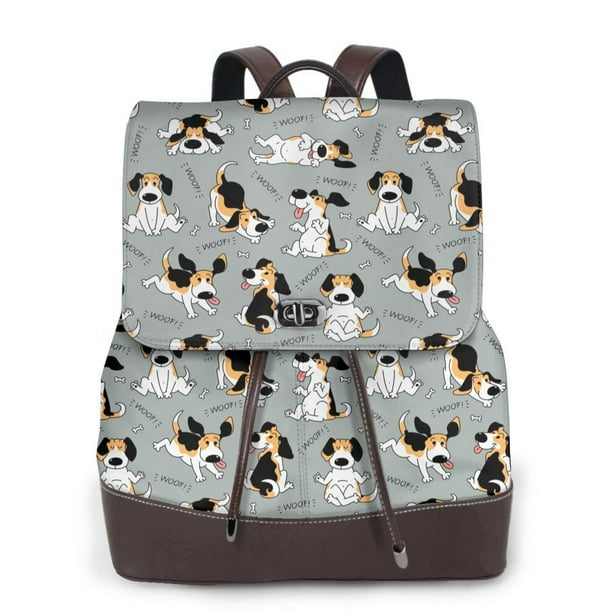 Disketp Funny Beagle Active Dog Mochila de Cuero para Mujer, Bolso de Espalda Antirrobo con Estilo para Viaje, Trabajo y Uso Diario