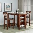 thumbnail image 2 of Costway Ensemble de Table à Manger de Pub 3 Pcs avec Étagères de Rangement et 2 Chaises Rembourrées Noyer, 2 of 9