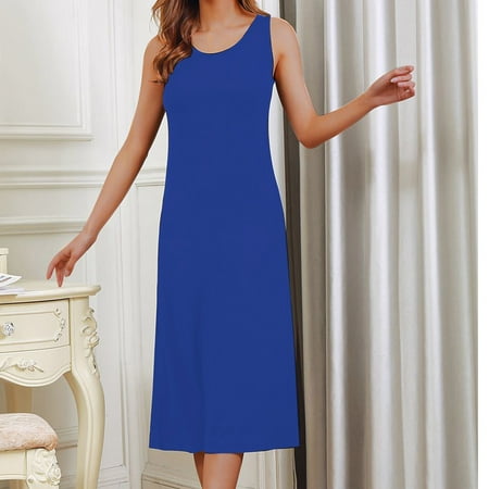 

Jsaierl Nightgowns for Women with Built in Bra Removable Pads Nightshirt Dress Sleepwear Sleeveless Tank Nightdress