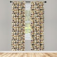 thumbnail image 3 of Ambesonne Vintage Curtains, 90s Theme Retro Fun Items, Pair of 28"x84", Mustard, 3 of 5