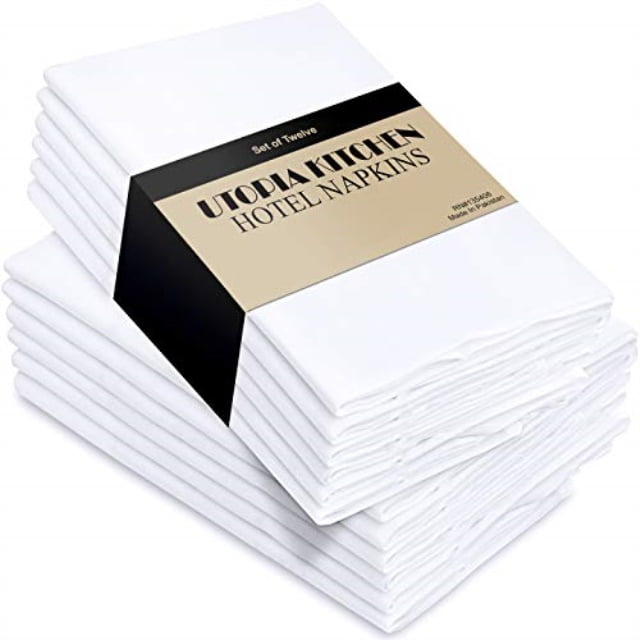 18 inches x 18 inches Utopia Kitchen Cloth Napkins 12 Pack Soft and Comfortable Cotton Dinner Napkins 