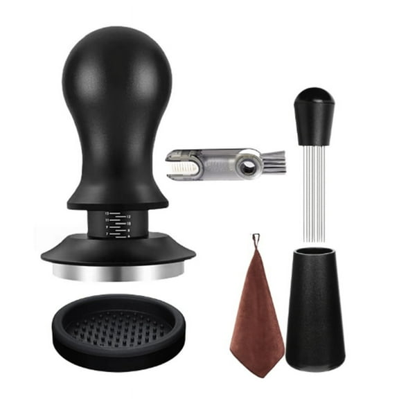 6 PCS Espresso Accessories Coffee Espresso Tamper Set with Espresso Tamper,WDT Tool,Coffee Stirrer,Frothing Pitcher 58MM