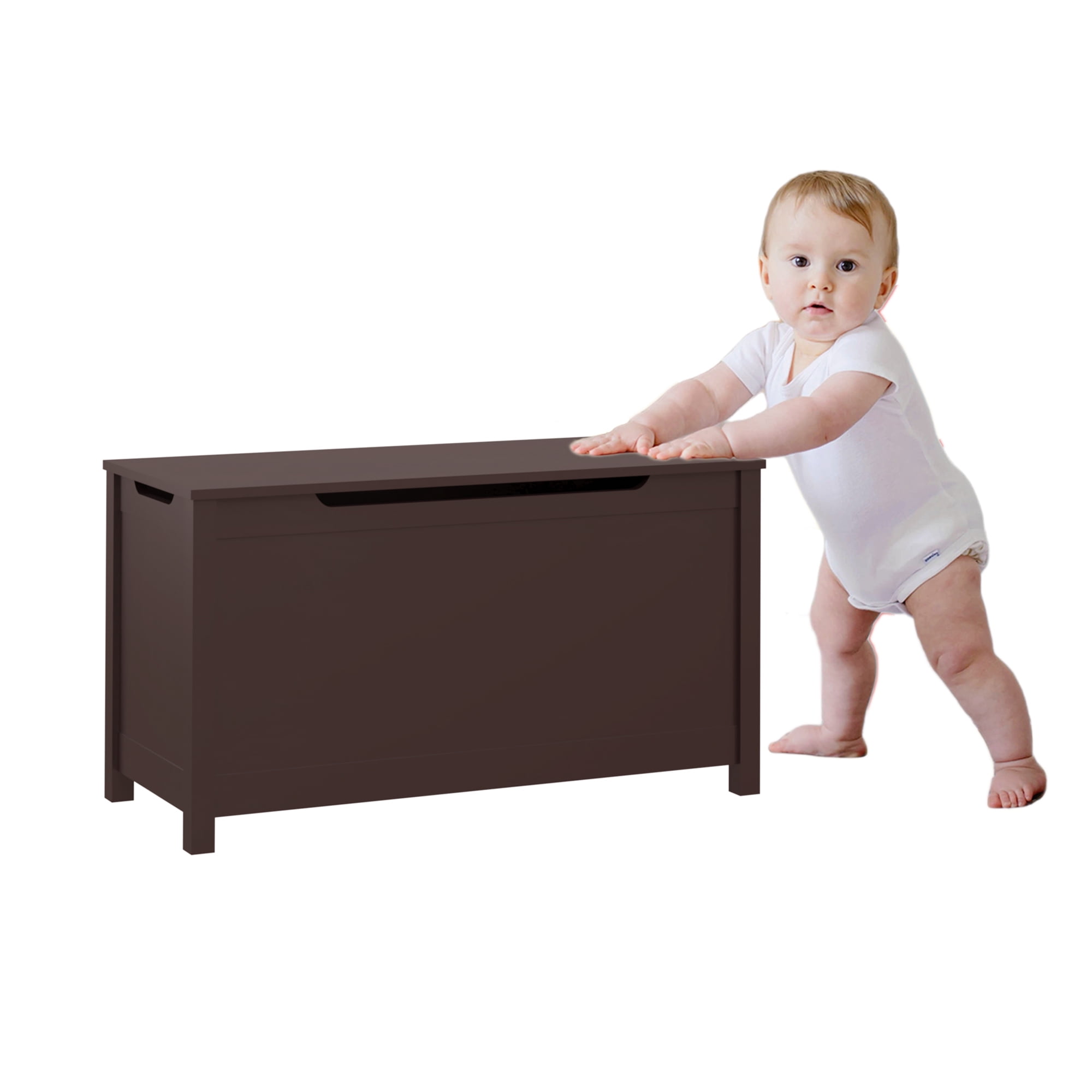 Toy Box for Boys Girls Wooden Toy Chest Organizer Box with Hinged Lid for Ages 2+ (Coffee)