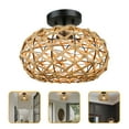 thumbnail image 4 of KAKOWELY Rope Weaving Ceiling Light E27 Socket Compatible Flush Mount Light Fixture 6.3 Inches, 4 of 10