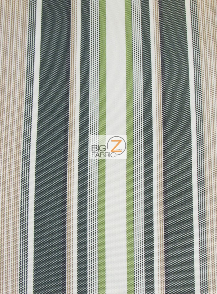 Oxford Stripe Outdoor Canvas Waterproof Fabric / Green / Sold By The