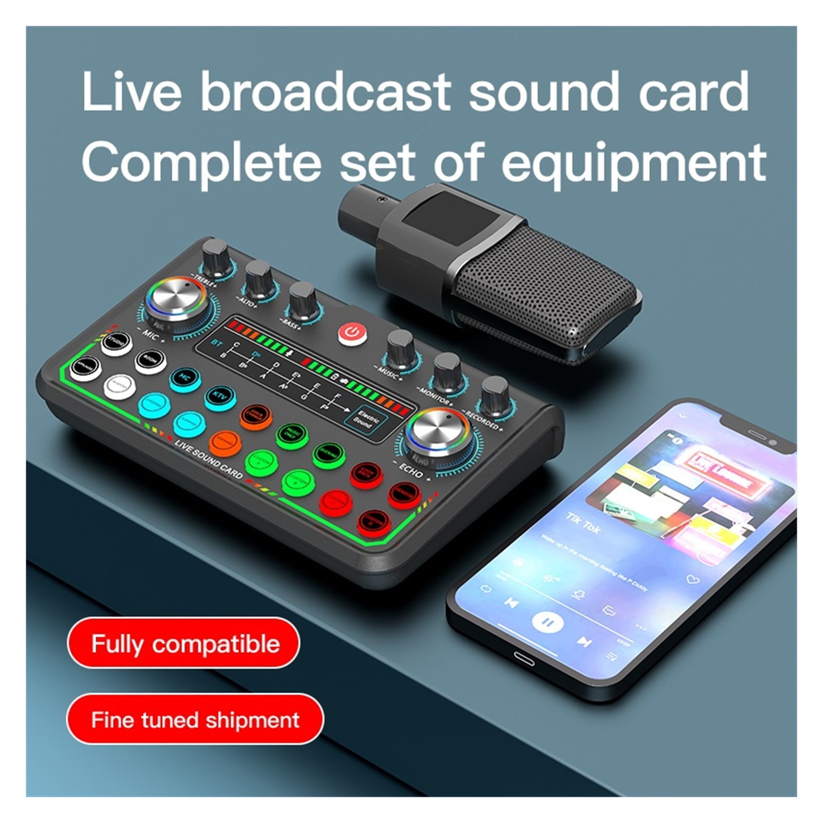 Podcasting Equipment with Interface and Studio Condenser Microphone, Play Live Sound