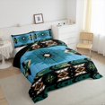 thumbnail image 3 of Manfei Ancient Aztec Theme Bedding Comforter Set,Blue Geometric Geometric Twin Comforter Sets,Black Boho Flower Bedding Set,Microfiber Bedroom Decorative Reversible,2-Piece, 3 of 8