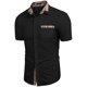 thumbnail image 3 of Men's Summer Solid Color Casual Short Sleeve Shirt Collar Stripe Contrast Fashion Button Shirt 3XL, 3 of 3