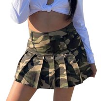VUPSGEZ Women's Camo Pleated Skirt Skirt Skirt (Camouflage,XL