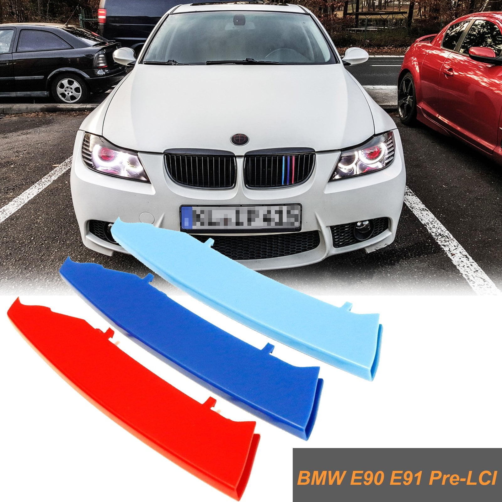 9 Beams Xotic Tech M-Colored Tri Grille Insert Trims Strips Front Center Kidney Grilles Compatible with BMW E85 E86 Z4 2002-2008 