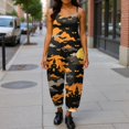 thumbnail image 4 of JULMCOMO Halloween Jumpsuits for Women Cotton Linen Bat Pumpkin Ghost Printed Spaghetti Strap Holiday Jumpsuits Plus Size Loose Cute Print Overalls Ginger 5XL, 4 of 5
