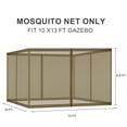 thumbnail image 2 of BPS 10' x 13' Gazebo Universal Mosquito Netting Screen Replacement, 4-Panel Screen Walls with Double Zippers for Outdoor Patio - Brown (Mosquito Net Only), 2 of 7
