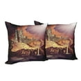 thumbnail image 6 of Ambesonne Gothic Throw Pillow Cover 2 Pack, Fantasy Castle Village, 20", Purple Cream, 6 of 6