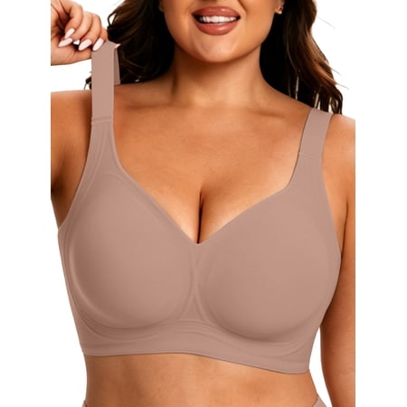 Cueply Bras for Women Plus Size Wireless Bra Full Coverage Support Wide Strap Seamless Comfort