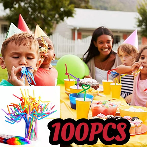 100 PCS Disposable Drinking Straws, Eco Friendly Straws Drinking Plastic Free Colorful Flexible Bendable Corn-based Organic Compostable Biodegradable Straws for Party Travel