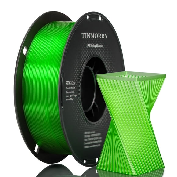 Filamento para impresora 3D TINMORRY PETG de 1,75 mm, 1 kg, color verde transparente