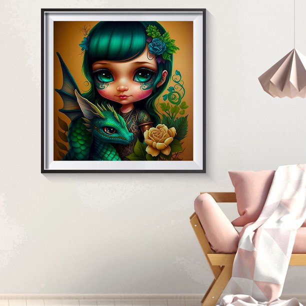 Cuadros Decorativos 5D bricolaje ronda completa taladro diamante pintura Elf Girl Kit decoración del hogar (GS3296) Wdftyju embutido en tela