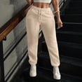 thumbnail image 2 of Nestiefly Women's Plus Size Baggy Sweatpants High Waisted Drawstring Straight Leg Comfy Relaxed Joggers Lounge Pants Khaki M, 2 of 8