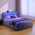 thumbnail image 5 of LEDREM Full Size LED Platform Bed Frame, Adjustable 37.1/39.6 Inch Upholstered Headboard with 4 Drawers, 2 Charging Ports & Storage Bags, Light Gray, 5 of 6