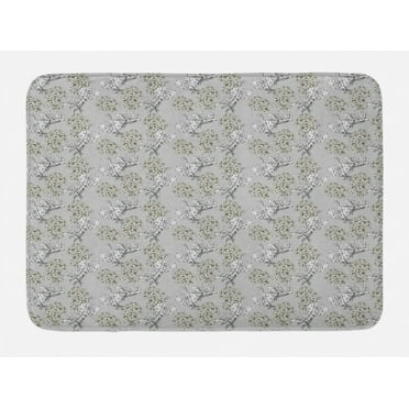 Peony Bath Mat, Repeating Pastel Nature Tones Flower Bouquet Illustration, Plush Bathroom Decor Mat with Non Slip Backing, 29.5" X 17.5", Grey Multicolor, by Ambesonne