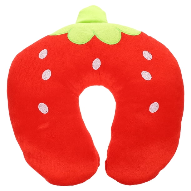 GOOHOCHY Almohada de viaje para el cuello, almohada de avión, almohada en forma de U, almohada de soporte para el cuello con estampado de fresas