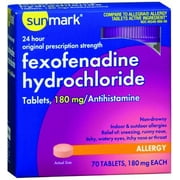 Sunmark Fexofenadine Hydrochloride Tablets, 180 mg, 70 Count