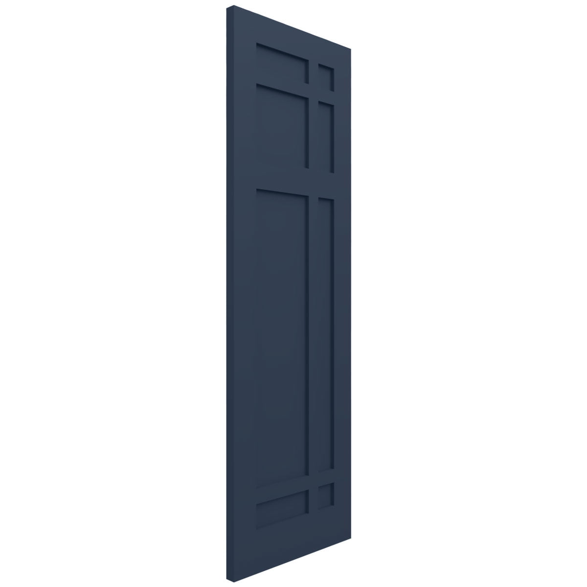 Ekena Millwork 12"W x 30"H True Fit PVC San Juan Capistrano Mission Style Fixed Mount Shutters, Starless Night Blue (Per Pair - Hardware Not Included)