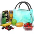 thumbnail image 3 of Yiaed Cyan Mint Marble Print Lunch box lunch bag Portable Insulated Lunch Box for Women Men Cooler Tote Bag with Front Pocket for Work Picnic Travel, 3 of 6