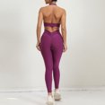 thumbnail image 2 of Traje de ejercicio de fitness para yoga con cintura en V y bolsillos laterales en la cadera con tirantes ajustables tipo halter, 2 of 6